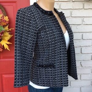 Fenn Wright Manson Women’s Black & White Tweed Blazer with Crystal Details Sz S